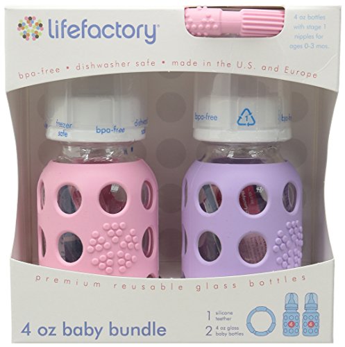 Lifefactory Glass Baby Bottles and 1 Silicone Teether